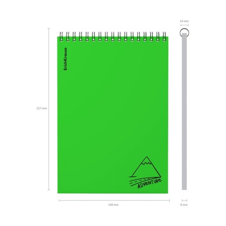 Notepad on spirals A5, 80 sheets, cage, Erichkrause "Motion", plastic cover silk -screen covers, Bellar Belica Block 100%, Green-7