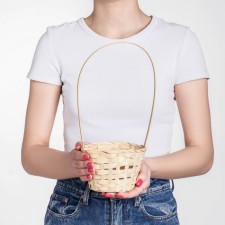 Wicker basket, bamboo, natural color, (cylinder), medium