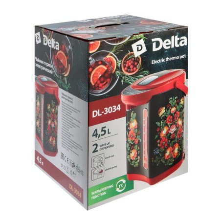 Thermopotes DELTA DL-3034, 4.5 L, 750 W, black-red with a pattern "HOHLOM"-4