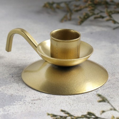 Retro candlestick Metal for one candle, 10x4 cm, golden-1