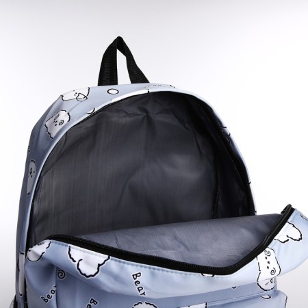 School backpack from textiles on a zipper, 3 pockets, pencil case, blue color-7