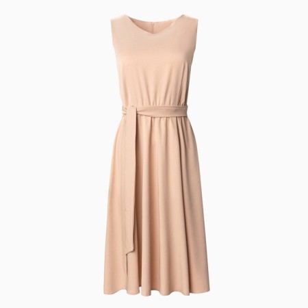 Women's dress with Minaku belt: casual collection beige color, pr 48-7