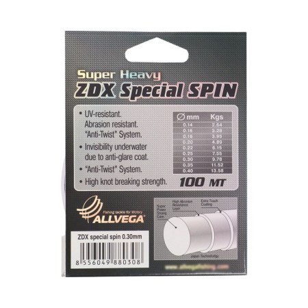 Flacks ALLVEGA ZDX SPECIAL Spin diameter 0.3 mm, test 9.78 kg, 100 m, transparent-2