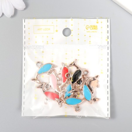 Decor for creativity plastic for metal "dolphin" gold mix set 10 pcs 2.7x0.3x1.6 cm-3