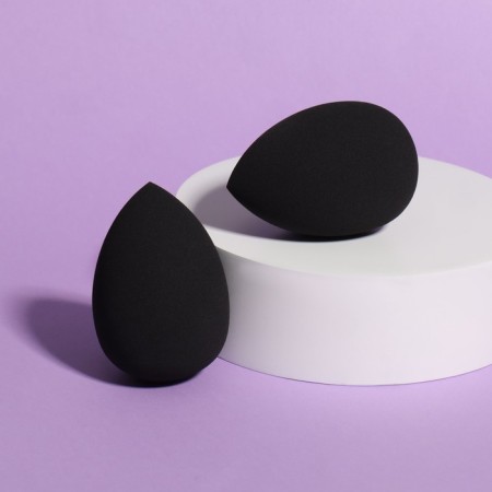 Makeup sponge, set - 2 pcs, 6 × 4 cm, increase when getting wet, black color is black-5