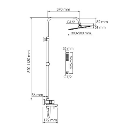 Soul system Wasserkraft A177.069.103.087.ch, tropical shower, shower, chrome-2