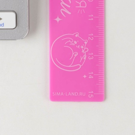 Plastic line 15 cm "I have paws", pink case-2