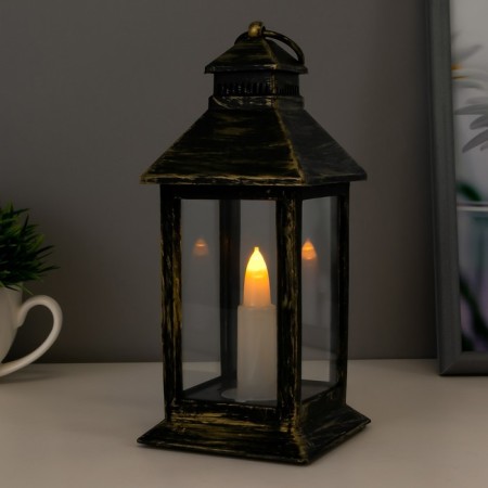 Nightlight 48119/1 "candle" batteries 3haaa black with a golden patina 8x8x18 cm Risalux-1