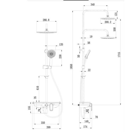 Lemark Tropic LM7012C shower system, single -leaf, tropical shower, watering can-1