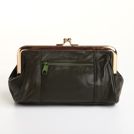 Cosmetic bag, 2 departments, outer pocket, gray color-1