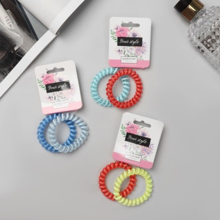 Hair gum "Spring" (set 2 pcs) Transparent strips, 5.5 cm, mix-1