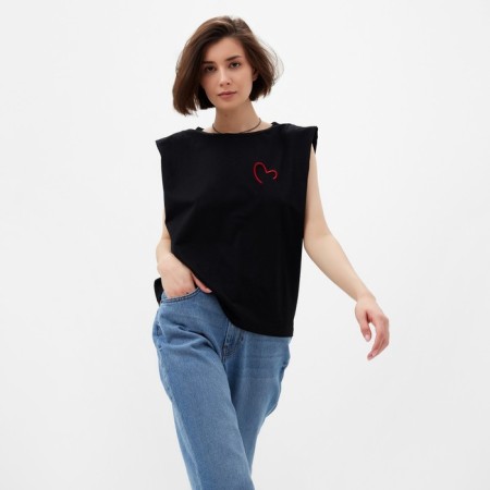 Women's T-shirt Minaku "Heart" Color Black, Rr. 44-4
