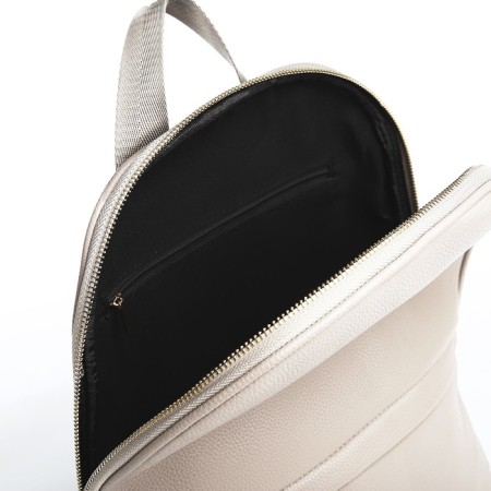Women's backpack made of artificial leather with lightning, 2 pockets, beige color-4