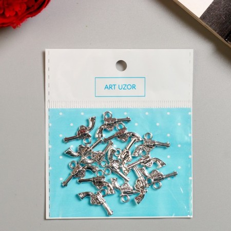 Decor for creativity Metal "Revolver with a drum" silver 1.4x2 cm-3