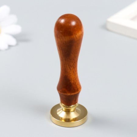 Printing for wax with a wooden handle "Kit in flowers" 9x3x3 cm-2