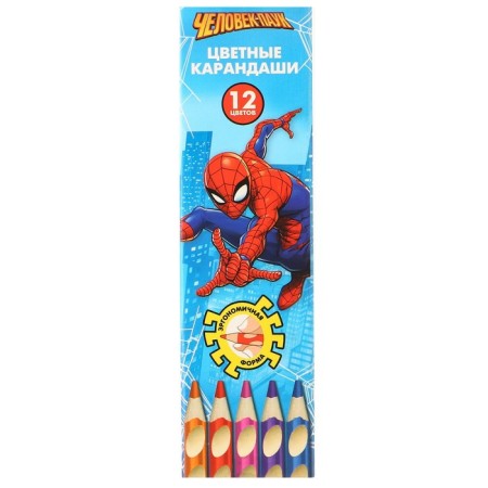 Colored pencils, 12 colors, trihedral, spider man-6