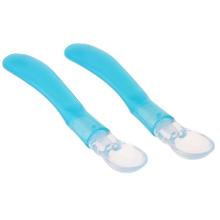 Set of children's silicone spoons, blue color