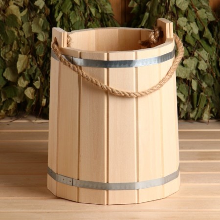 A bucket of linden, 10l, a stainless hoop, a handle-a-river, "Dobroparov"-1