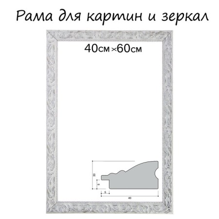 Frame for paintings (mirrors) 40 x 60 x 4 cm, tree "Versailles", white-silver