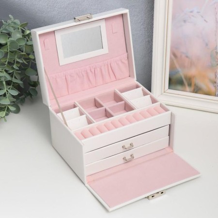 Casket to the leatherette to decorations the chest "Smoothness. Matte white" 11x18x13.7 cm-1