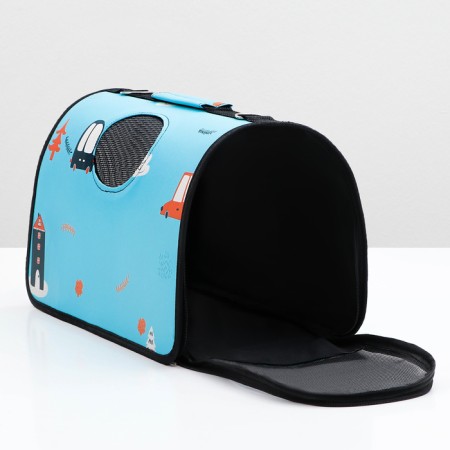 Bag - Carriage for animals "Traveler", Blue, size m, 40 x 21 x 27 cm-3