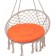 The pillow is round on the armchair waterproof D60 cm, orange color, Greta 20%, polyester 80%