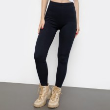 Female leggings with fur, black color, size 42