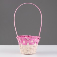 Wicker basket 13x9.5/28 cm, pink, bamboo