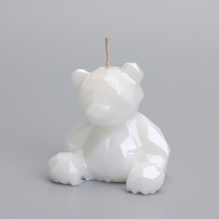 Candle decorative bear-border 7cm, pearl-2