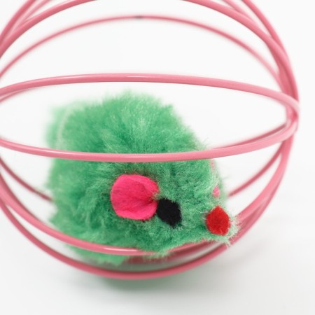 Toy "Mouse in the ball", 6 cm, pink/green-1