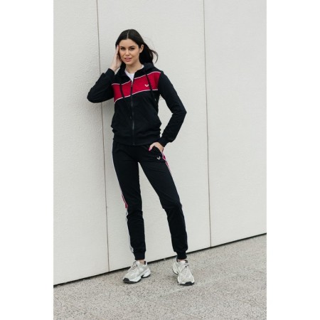 Female ishomine is a suit, size 46, black color, burgundy-5