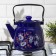 Enamged "flowering" kettle, 3.5 l, enameled cover, blue color