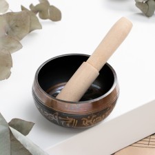 Musical instrument singing bowl Music Life, black with patterns, 8 cm