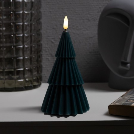 LED candle "Green Christmas tree" 10 × 18.5 × 10 cm, wax, battery CR2032, glow warm white-2