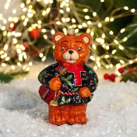 Christmas decoration "Bear with a balalaika" 15 cm, mix