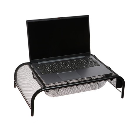 Calligrata laptop stand, with compartments, mesh, metal, black-5