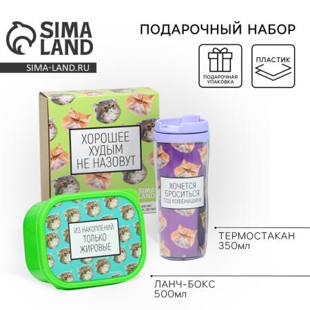 Gift set "Fat cats": thermostatic 350 ml., Lunch box 500 ml-5