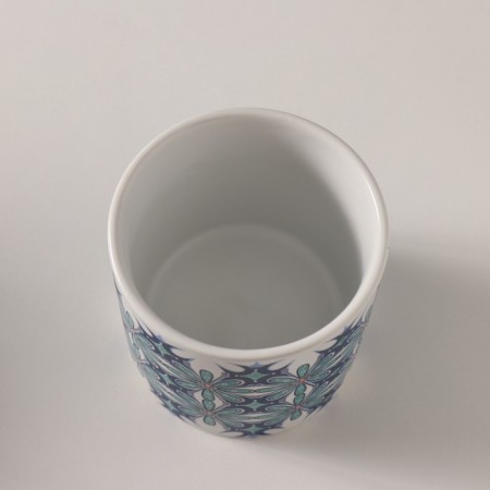 Bank for suppositories Ceramics "Blue Flowers" 200 ml 7.3x7.3x7.3 cm-3