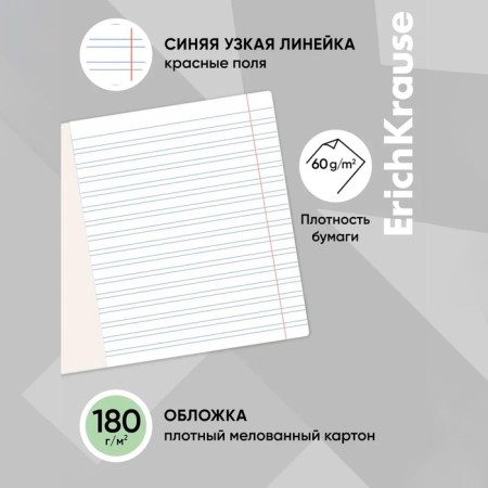 Notebook 12 sheets in a narrow ruler, Erichkrause Visio "Classic", cover coated a cardboard, an offset block, green-1