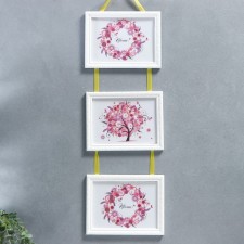 Triple photo frame on braid L-2 15x21 cm white (plastic screen)