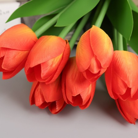 Artificial flowers "Tulip Lux" (7 pieces in a bunch) 32 cm, orange-1