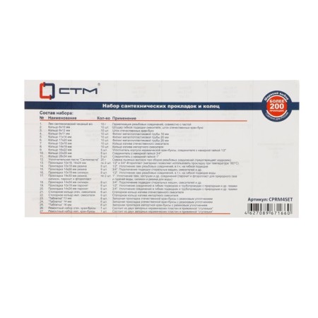 A set of plumbing gaskets "STM" CPRM4SET, plumber No. 4, for the mixer, in boxing-4