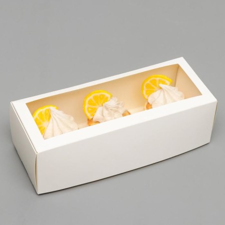 Box with a window for roll, white, 26 x 10 x 8 cm