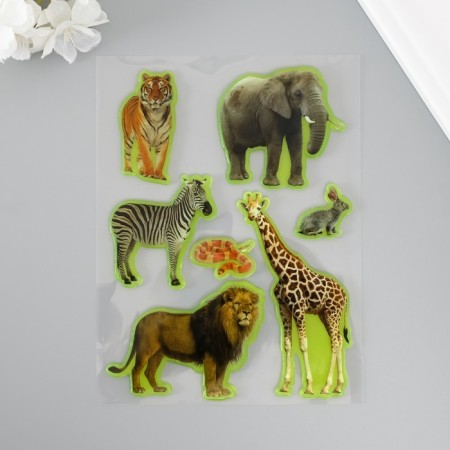 Silicon sticker on the glass phosphorus "Beasts of Africa" ​​20x16 cm