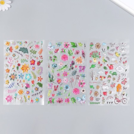 Stick plastic volumetric "flowers" mix 14.5x26 cm