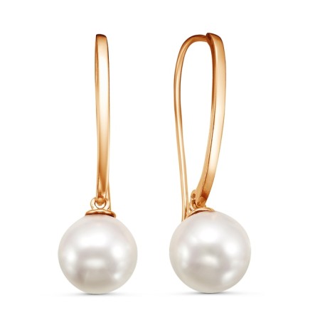 Earrings "Pearls" ball No. 10, gilding, white color