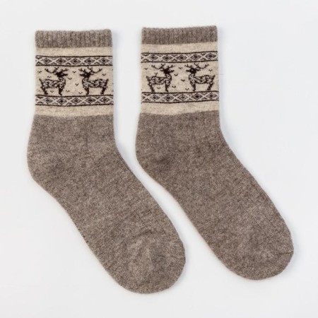 Male socks from Mongolian wool "deer", gray color, size 27 (40-42)