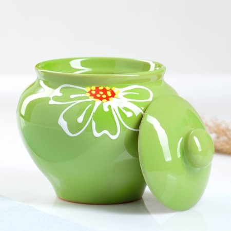 Set of pots "Gift with a sequence" 4x0.85l / 27x21x13cm, chamomile green-2