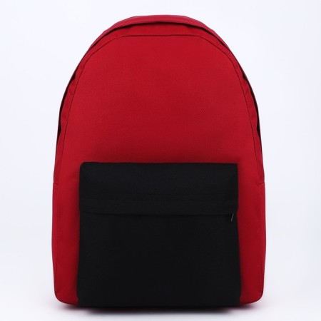 School textile school with a colored pocket, 30x39x12 cm, burgundy/black color-2