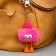 Fluffy on the ring "A weirdo in a hat" bright pink 8x5x12.5 cm